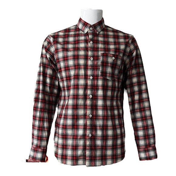 Nike Shirt Men Size Medium SB Button Down Long Sleeve Red Plaid Skateboarding - Picture 1 of 3